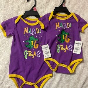Purple Mardi Gras Baby Onesie